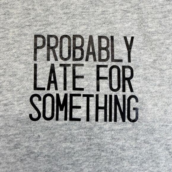 Goodfellow & Co Probably Late For Something Gray Unisex Sweatshirt Size Large - Picture 3 of 9